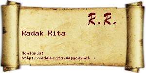 Radak Rita névjegykártya
